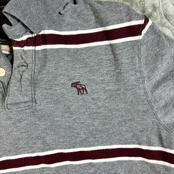 Vintage Y2K Abercrombie & Fitch Mens Polo Medium Muscle Fit Rugby Stripes Preppy - Picture 2 of 9